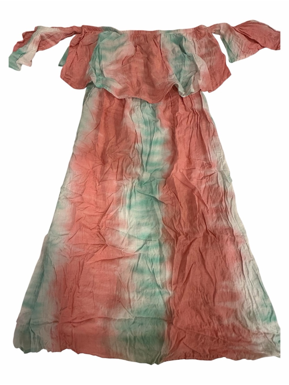 Love in Coral and Teal Strapless Tie-Dye Maxi Dress